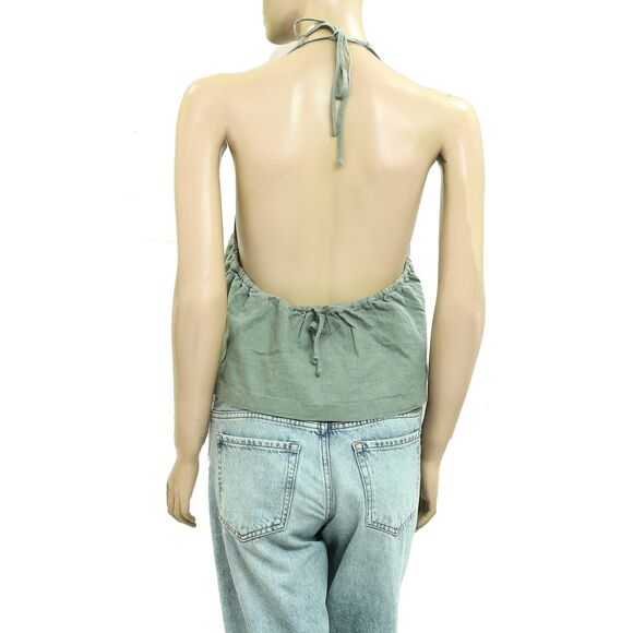 Free People Free-Est Melted Away Cotton-Linen Cropped Top Halter XS NEW 280688 - Picture 7 of 8